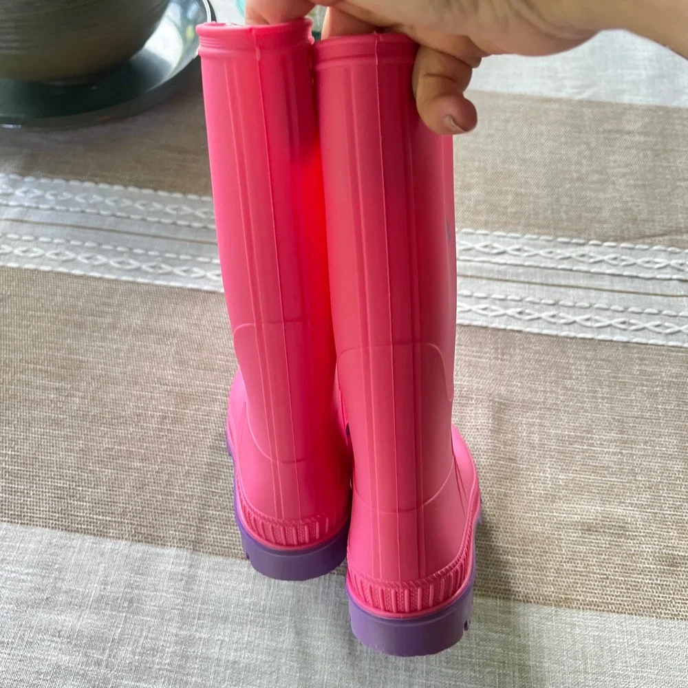 Kamik Stomp Kids Rain Boots Pink Purple Waterproof Rubber Size 4 Made in Canada